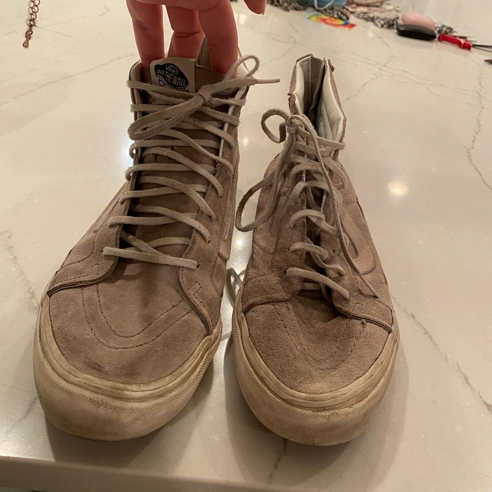 Vans hi suede tan/gray and light pink sneakers 9.5